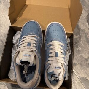 Brand New Coach Men's Blue and White Leather Sneakers